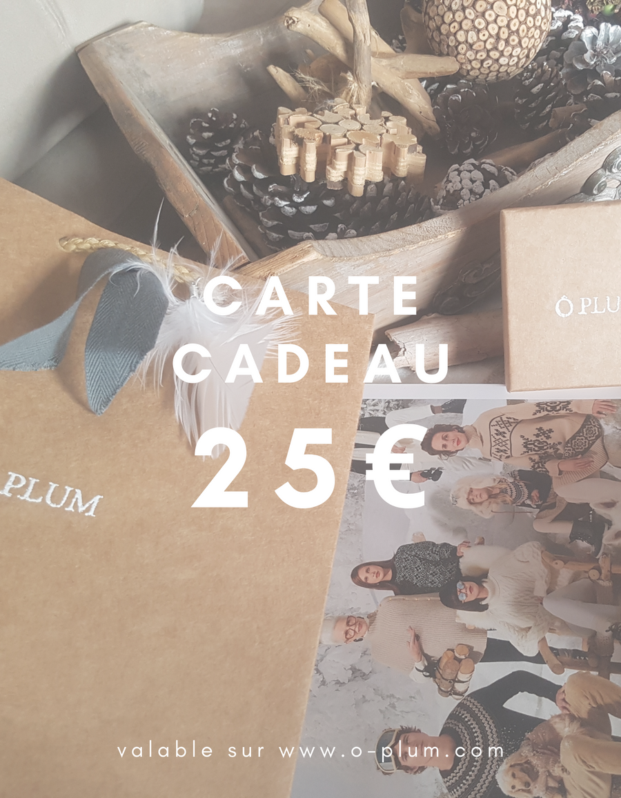 Carte cadeau 25 € - Ô PLUM bijoux légers