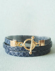 Bracelet Cuir Jane, bleu marine Collection Bella Donna Ô plum