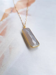 Sautoir Calcédoine Taupe - Ô PLUM Bijoux légers en Argent 925 et Plaqué Or