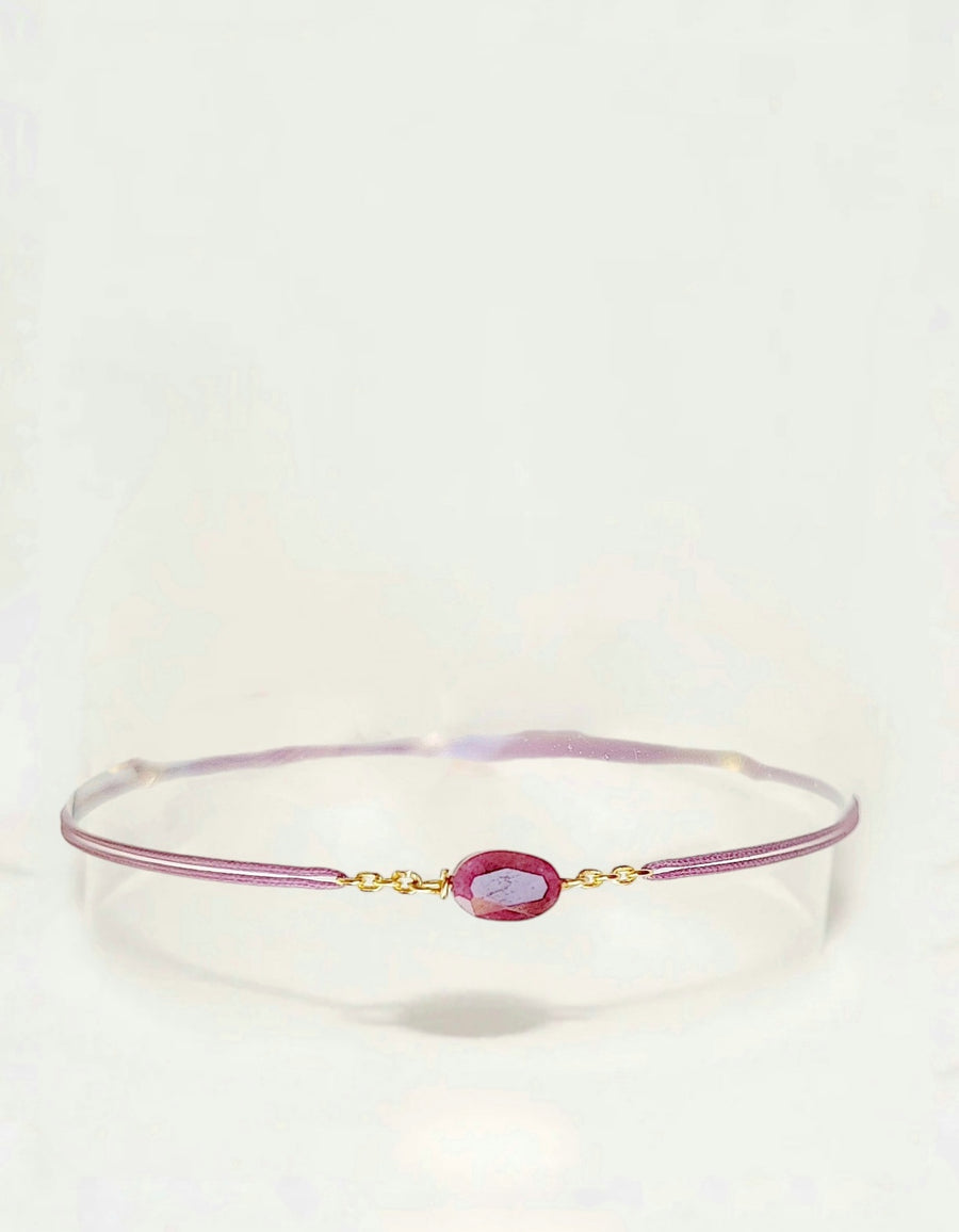 Bracelet cordon Tourmaline Rose