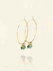 Boucles grandes créoles Aventurine Perle plaqué or 