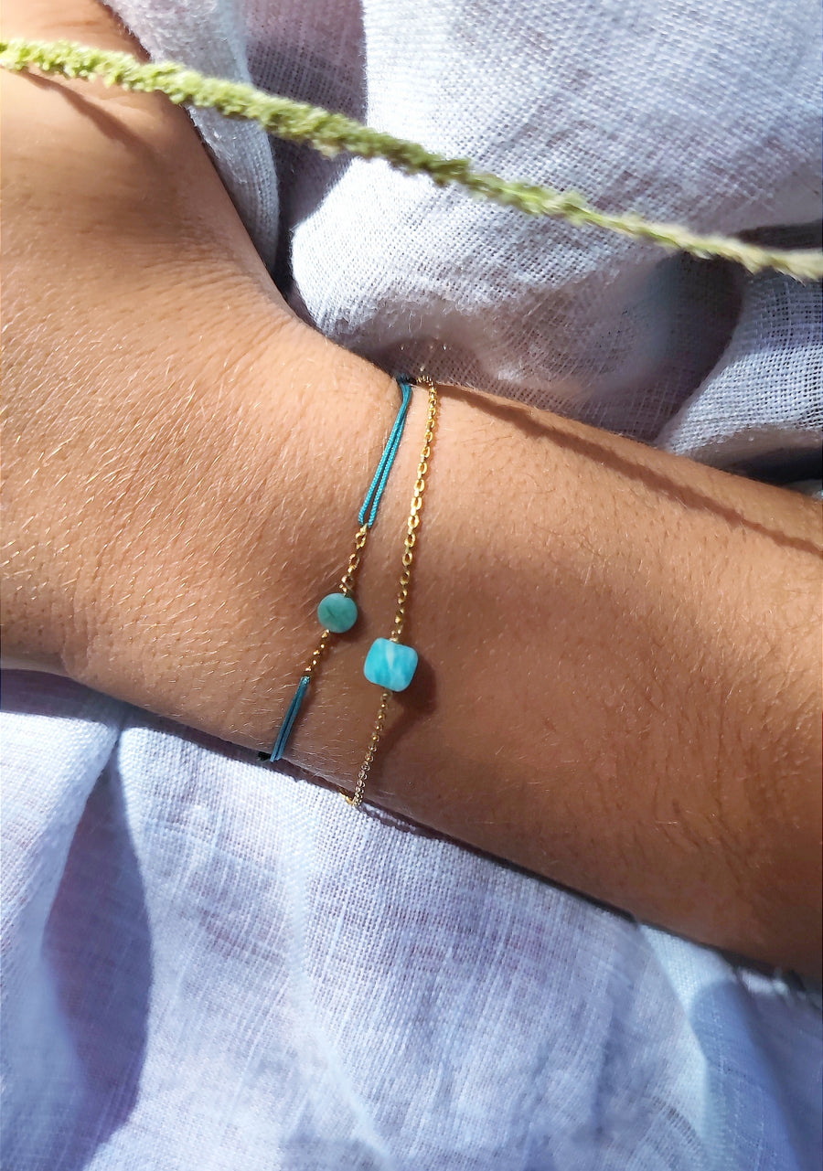 Bracelets amazonite plaqué or 