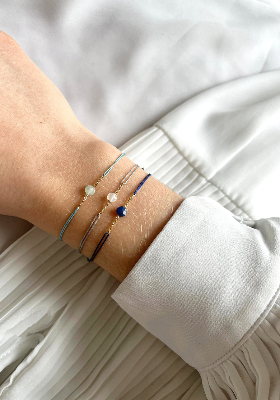 Bracelets cordons mini pierres plaque or 