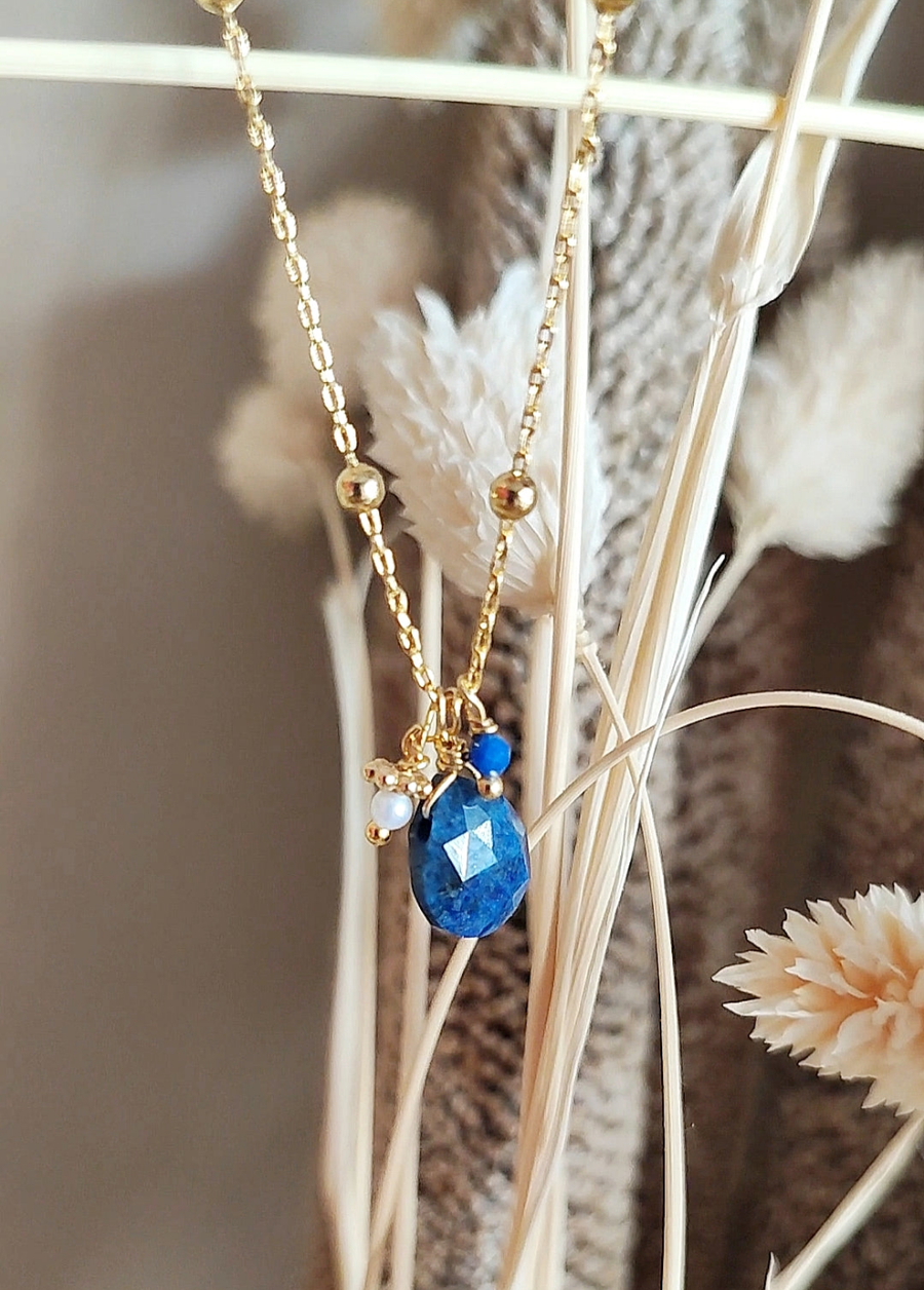 Collier Grappe Lapis-lazuli perle