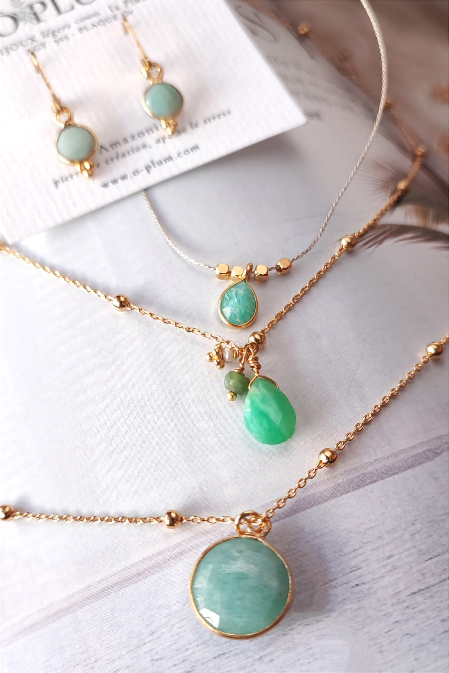 Collier Grappe Agate Verte Perle