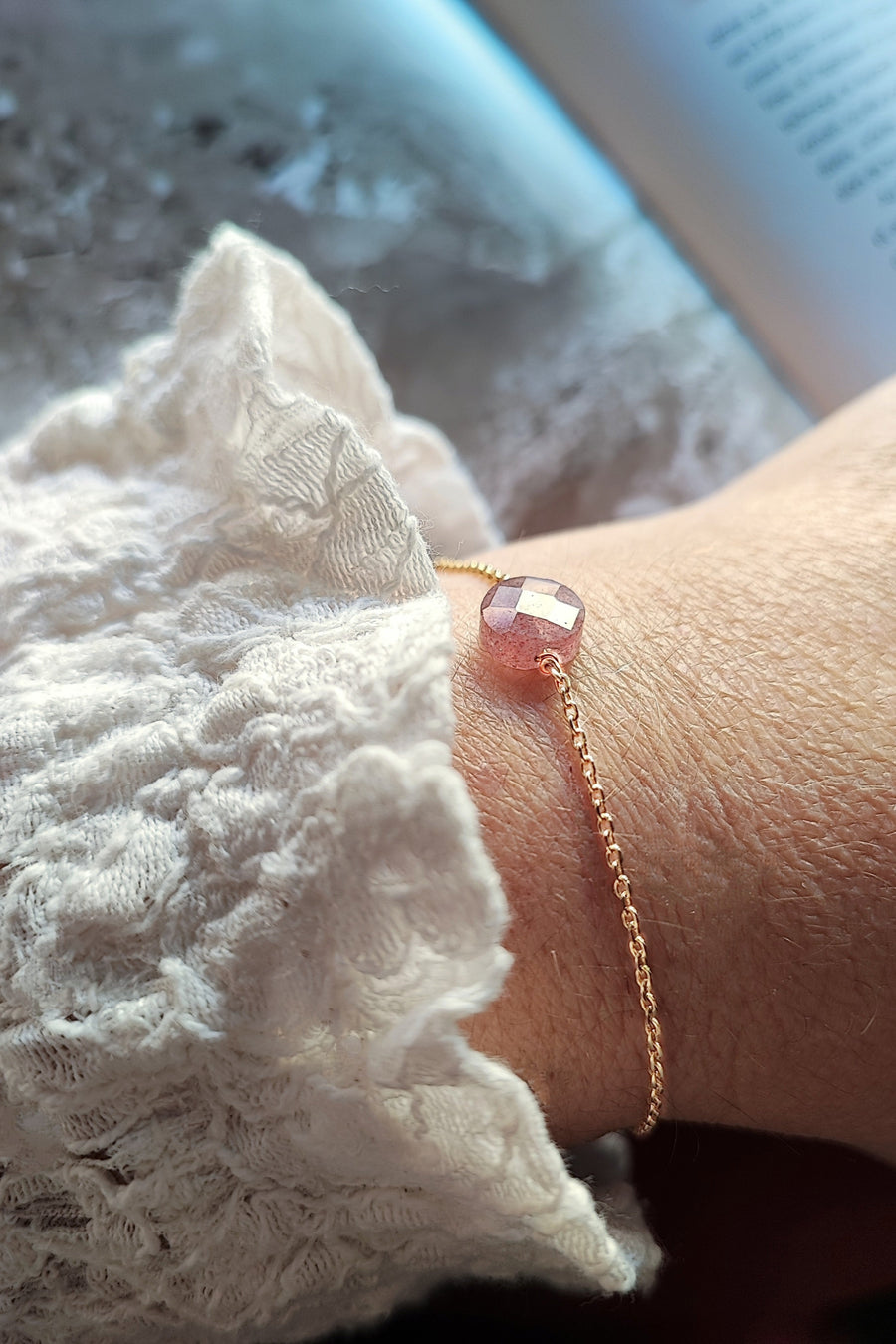 Bracelet Chaîne Strawberry Quartz