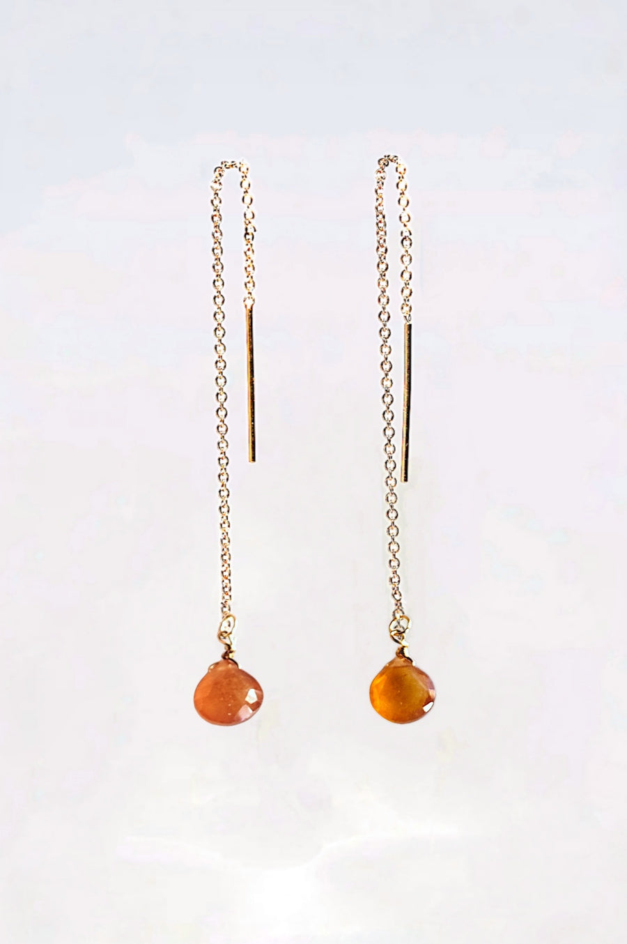 Boucles d'oreilles chaînes gouttes Citrines