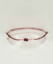 bracelet cordon grenat ovale plaqué or ô plum
