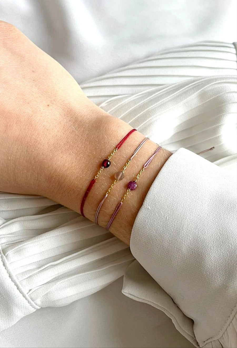 bracelets cordons mini pierres plaqué or 