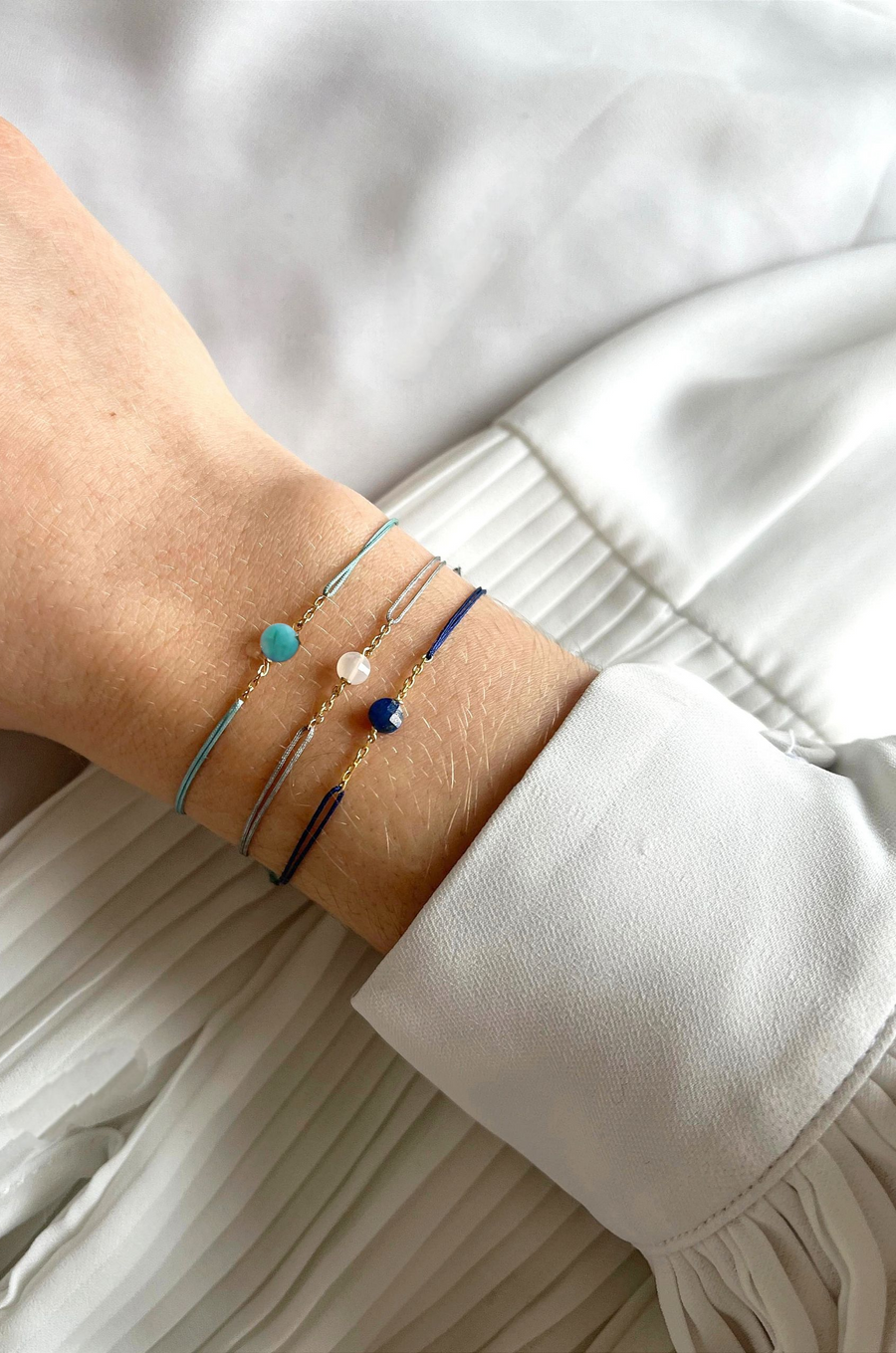 bracelets cordons mini pierres plaqué or