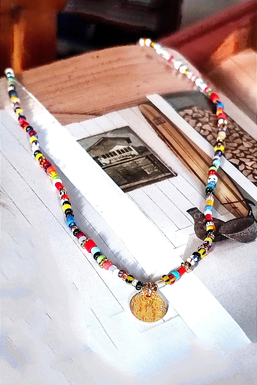 Collier Médaille Lomé Perles d'Afrique