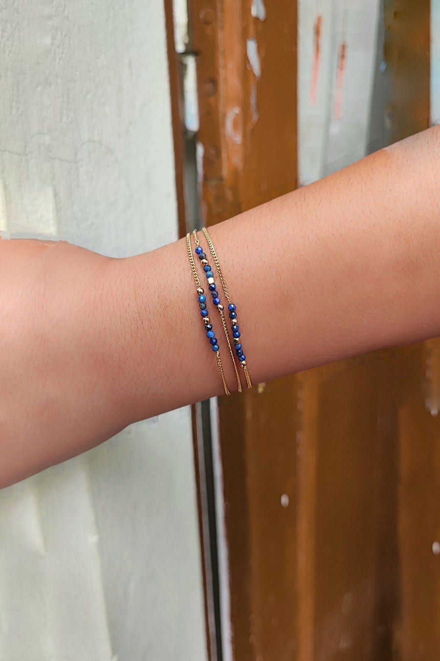 Bracelet triple Gaïa lapis-lazuli