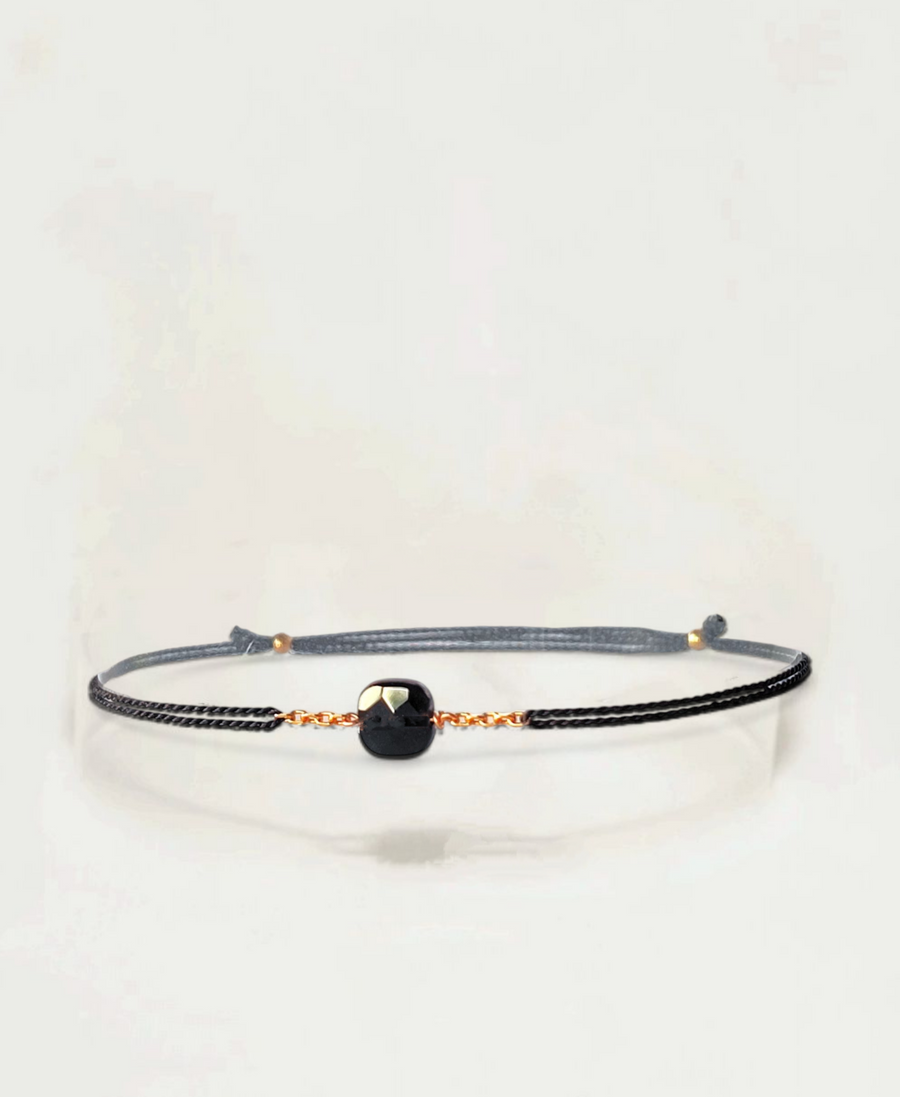 Bracelet Cordon Agate noire