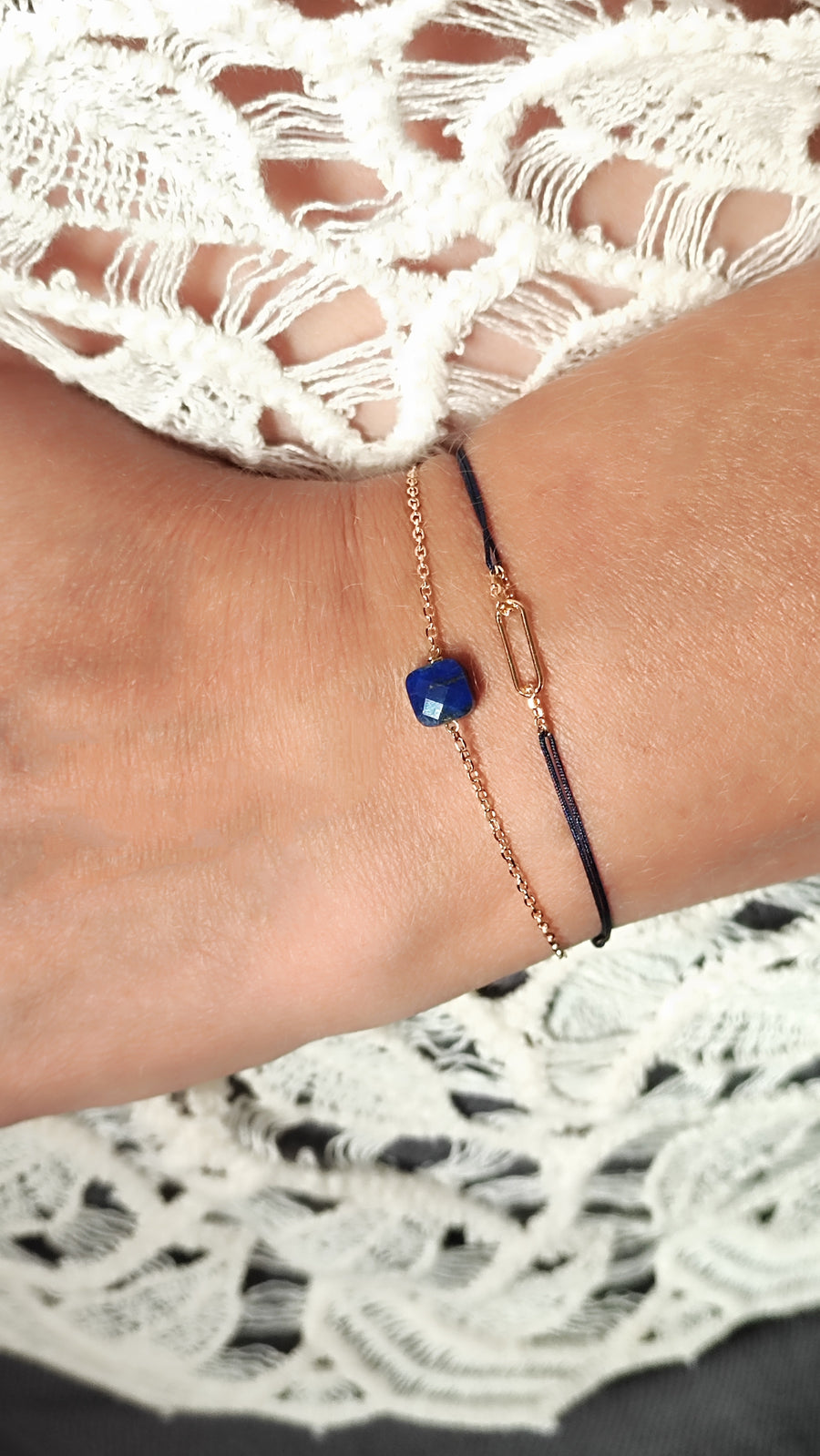 Bracelet Cordon petit anneau ovale