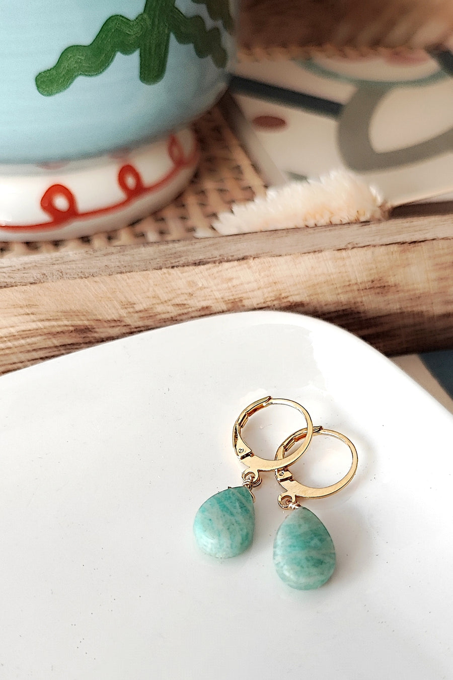 Boucles Amy Amazonite gouttes