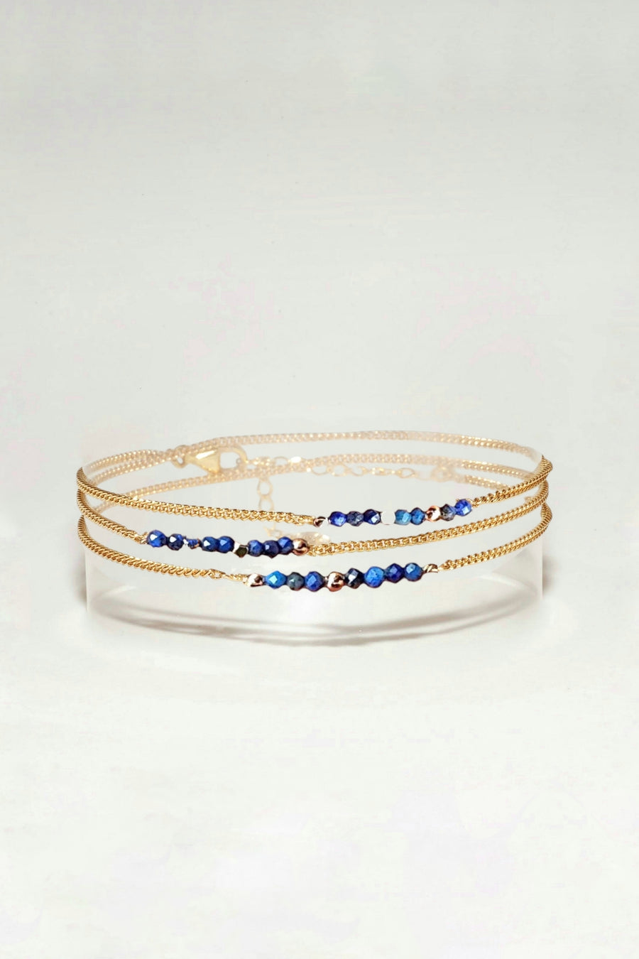 Bracelet triple Gaïa lapis-lazuli