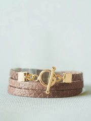Bijoux Ô plum,  bracelet cuir Jane Gold, fermoir plaqué or