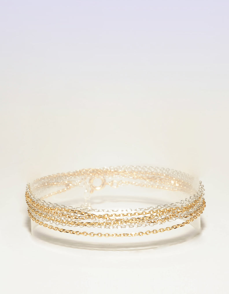 Bracelet triple Lola, chaines Argent 925 et Plaqué or Collection Beacon Hill, Ô plum bijoux légers comme la plume
