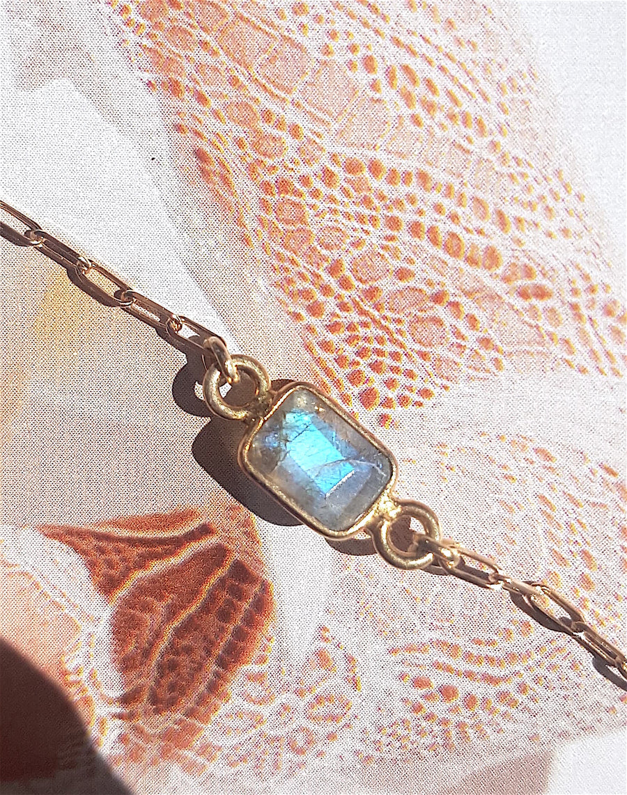 Bracelet Angélina Labradorite Ô PLUM, bijoux légers en Argent 925 et Plaqué Or